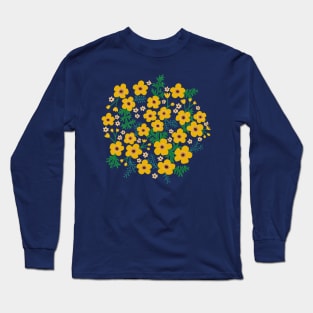 Buttercup garden in yellow and blue Long Sleeve T-Shirt